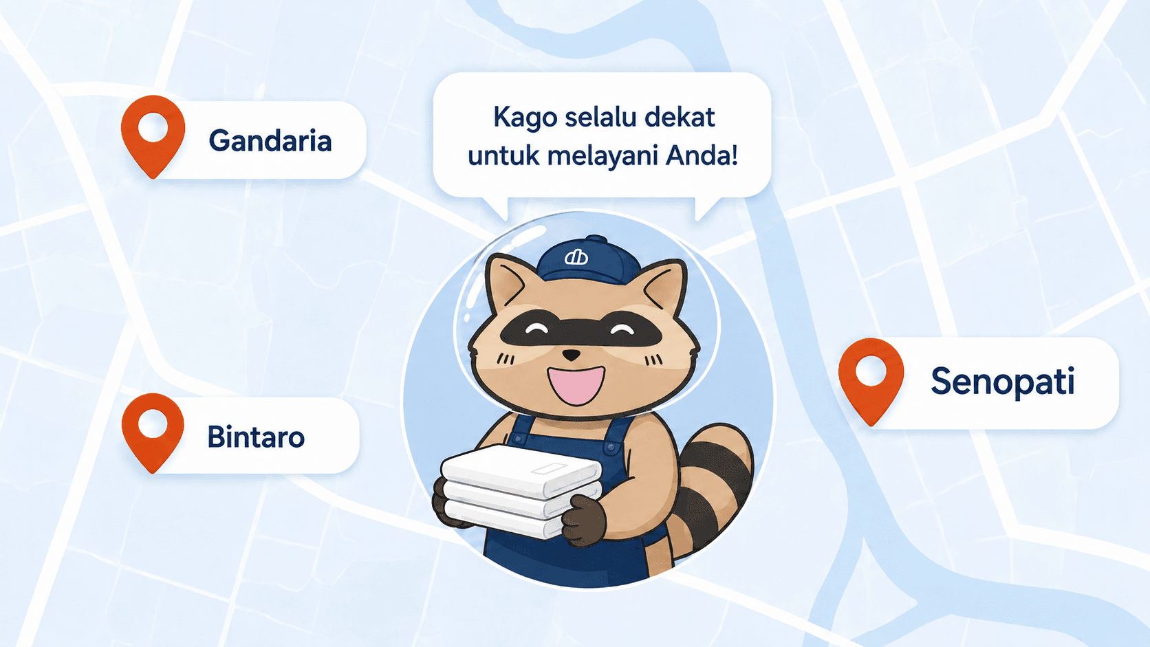 Peta lokasi outlet Kago Laundry